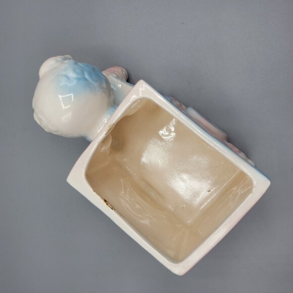 Vintage Ceramic Lamb Nursery Planter Figurine Anthropomorphic Pastel Colors - Picture 9 of 12